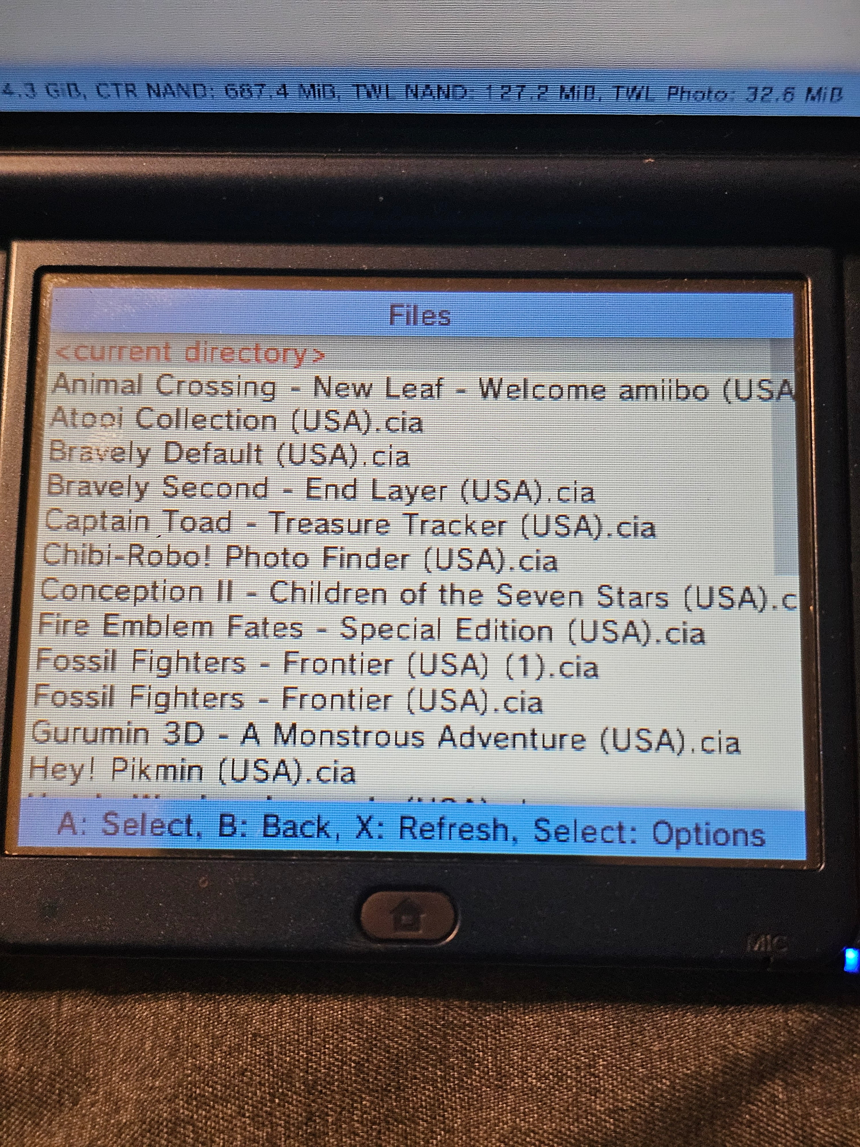 New galaxy 3ds xl modded with games