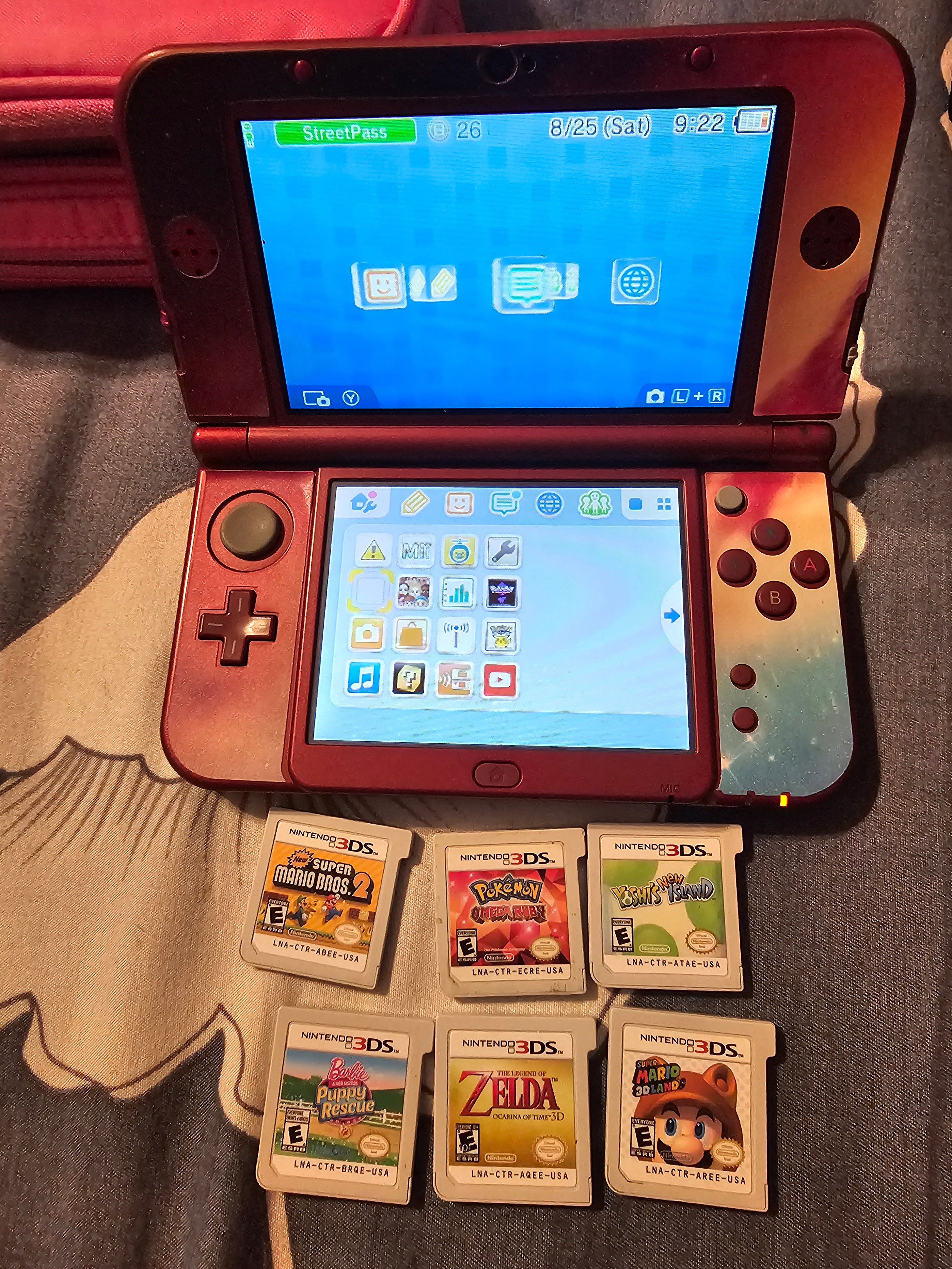 New 3ds xl red with games