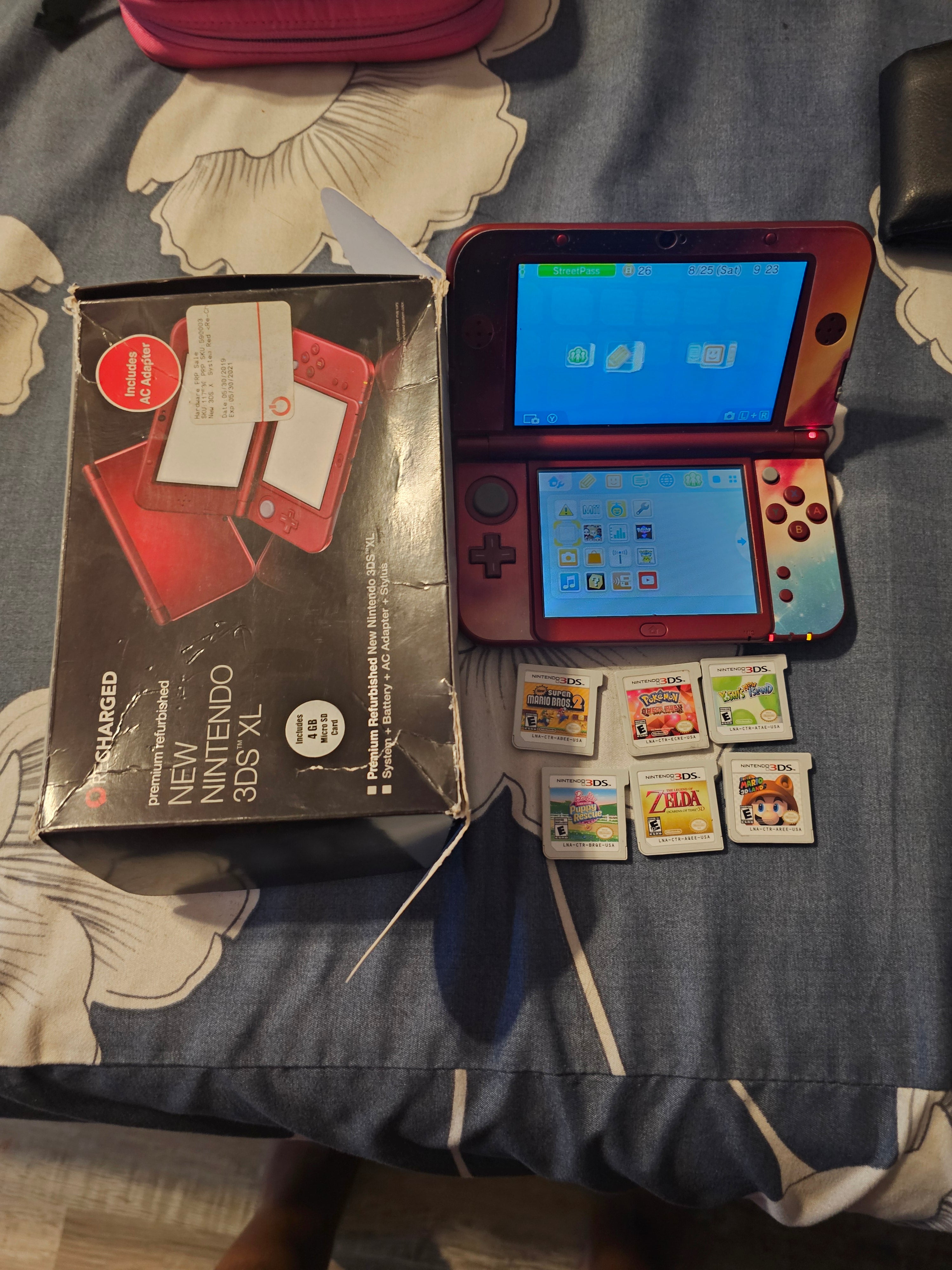 New 3ds xl red with games
